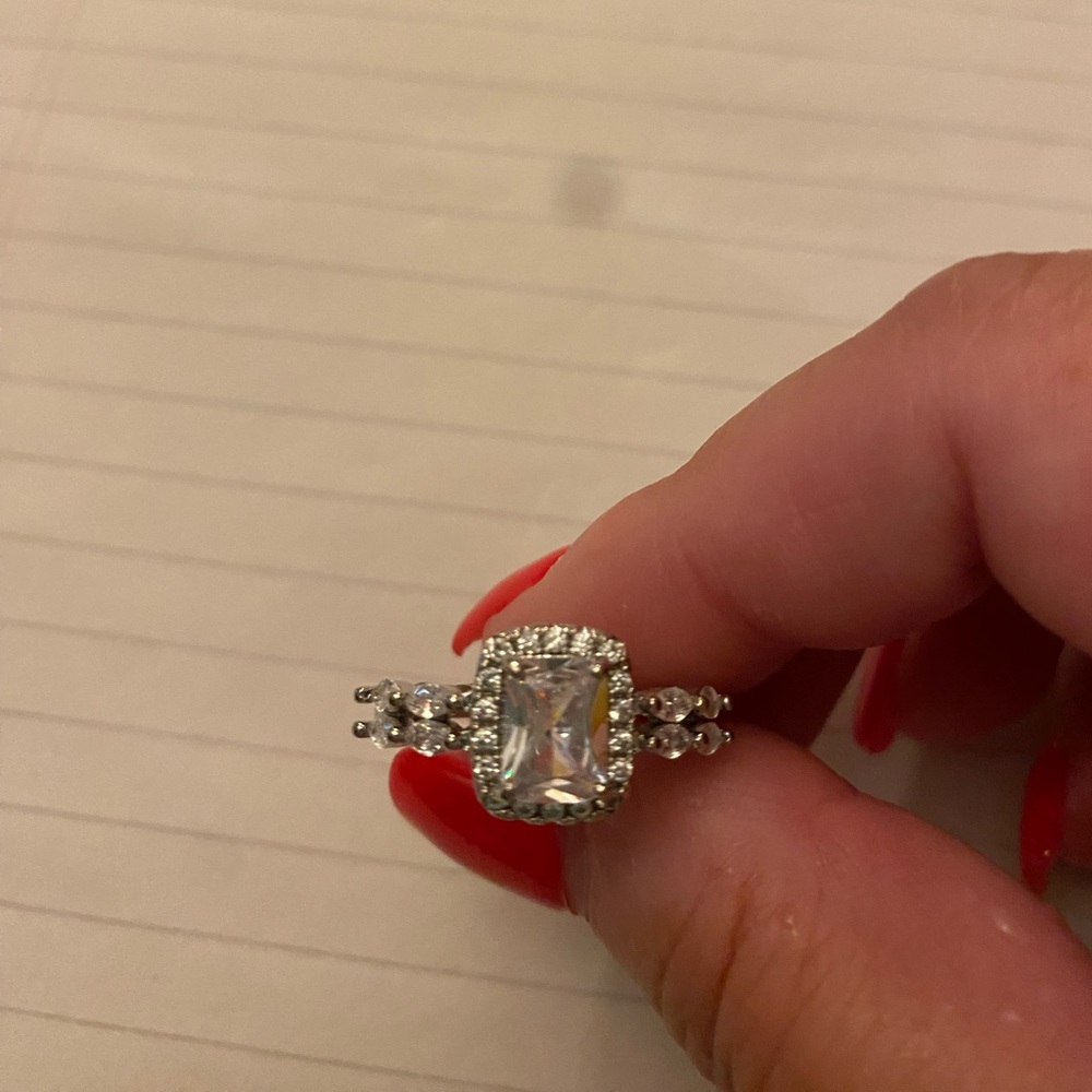 Cubic zirconia and sterling silver ring